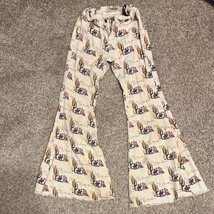 Rock & Roll Cowgirl Cactus Print Flare Jeans